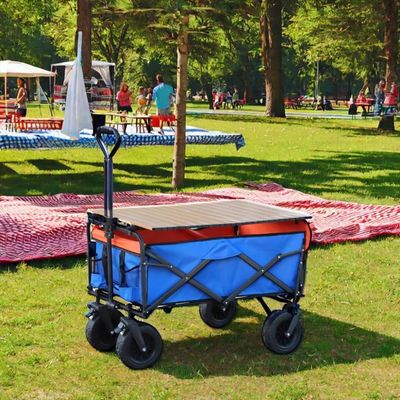 Carro de campamento de jardín de gran capacidad con diseño de cuatro ruedas plegable y plegable