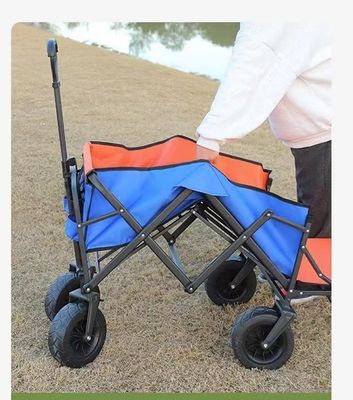 Carro de playa portátil de 4 ruedas para acampar al aire libre plegable y ensamblado