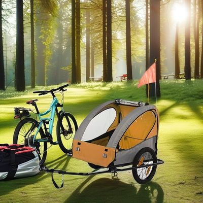Carruaje para niños Carrera de bicicletas Trailer para mascotas Trailer para campamento al aire libre con neumático delantero de 14 pulgadas